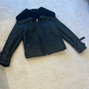 Banana Republic women's shearling leather moto jacket. Size Small. NWOT